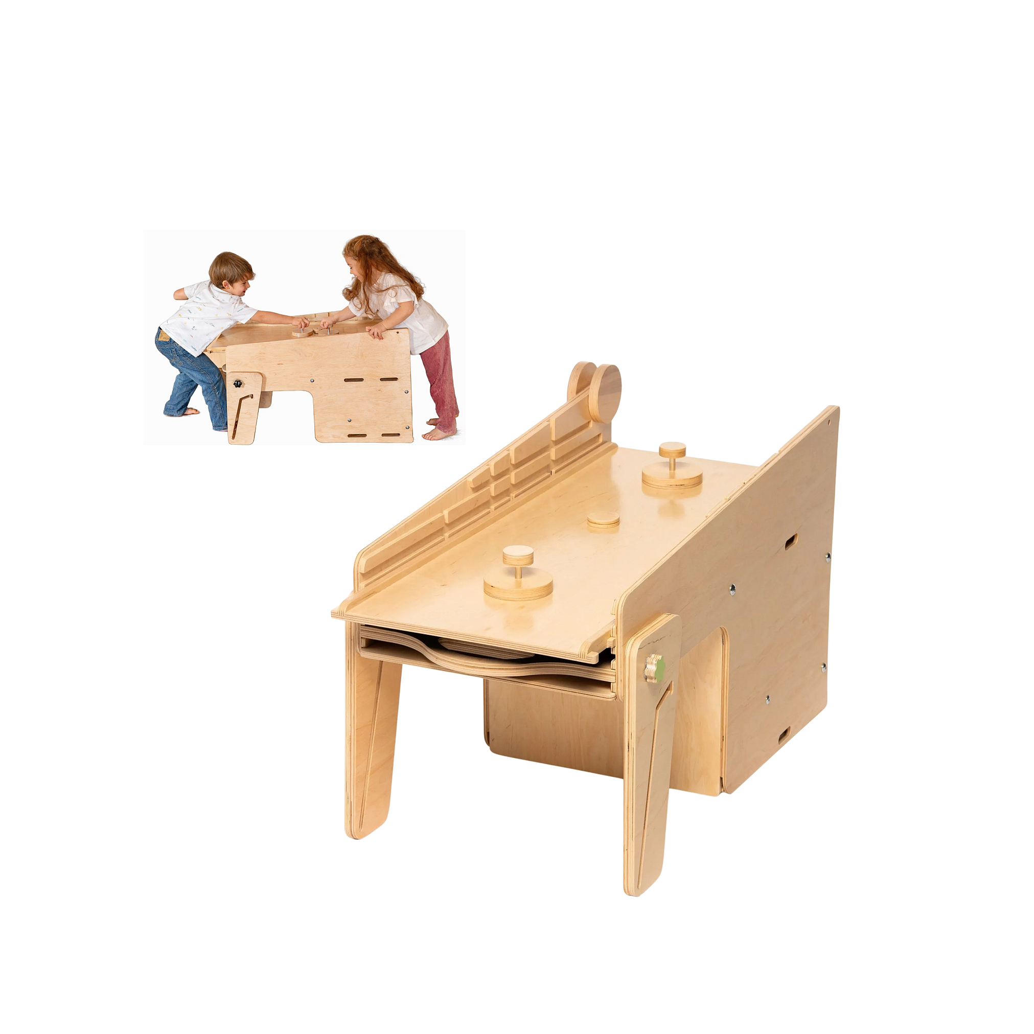 Stația de Joacă - turn, tobogan, tablă de scris, mini birou, rolă de hartie, scaun inalt, premergător