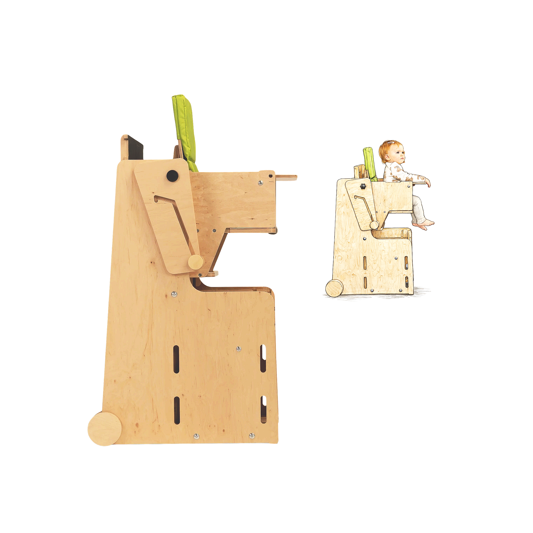 Stația de Joacă - turn, tobogan, tablă de scris, mini birou, rolă de hartie, scaun inalt, premergător