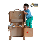 Stația de Joacă - turn, tobogan, tablă de scris, mini birou, rolă de hartie, scaun inalt, premergător