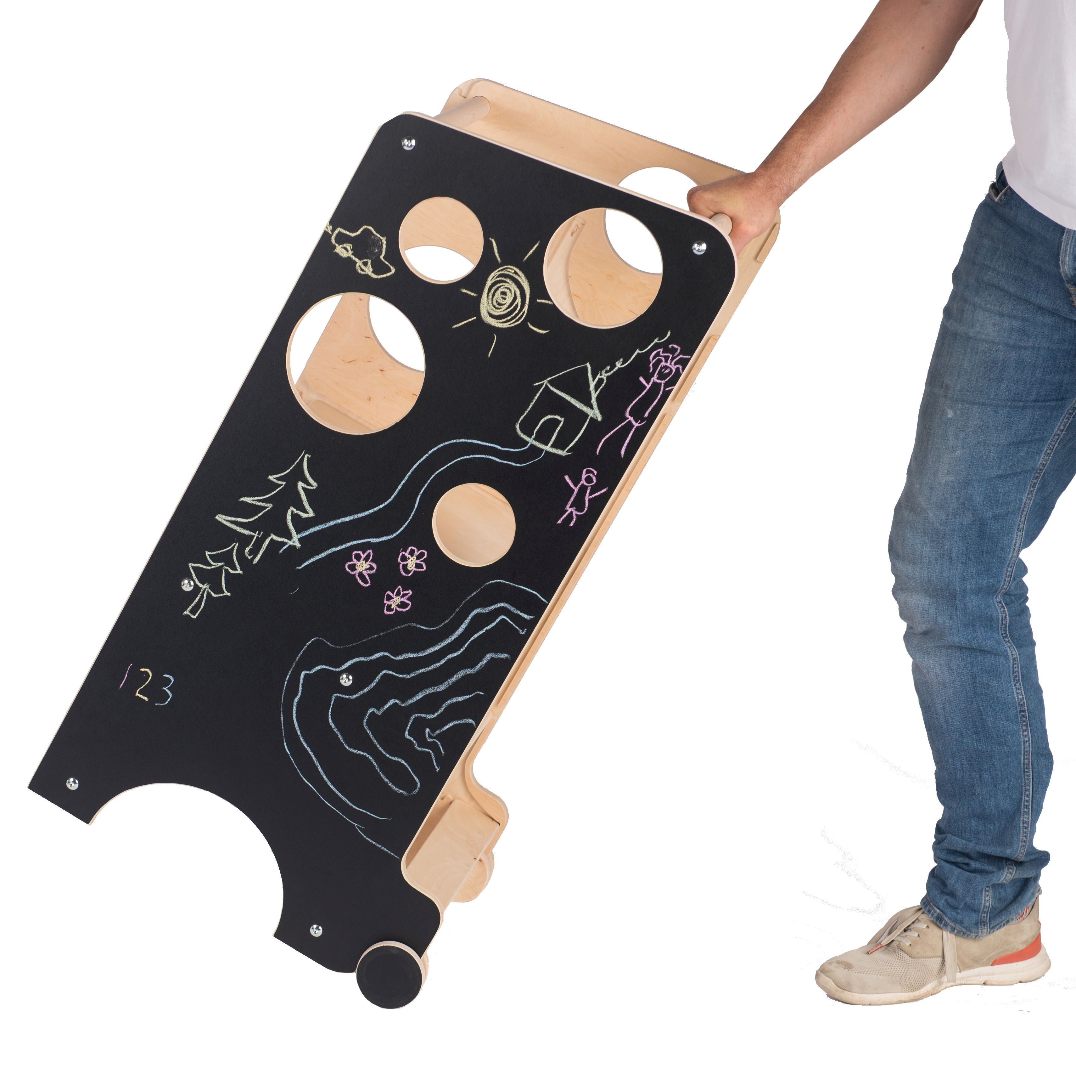 Turnul Leea, culoare NEGRU cu Tobogan, Birou și Tablă de scris (LICHIDARE DE STOC)