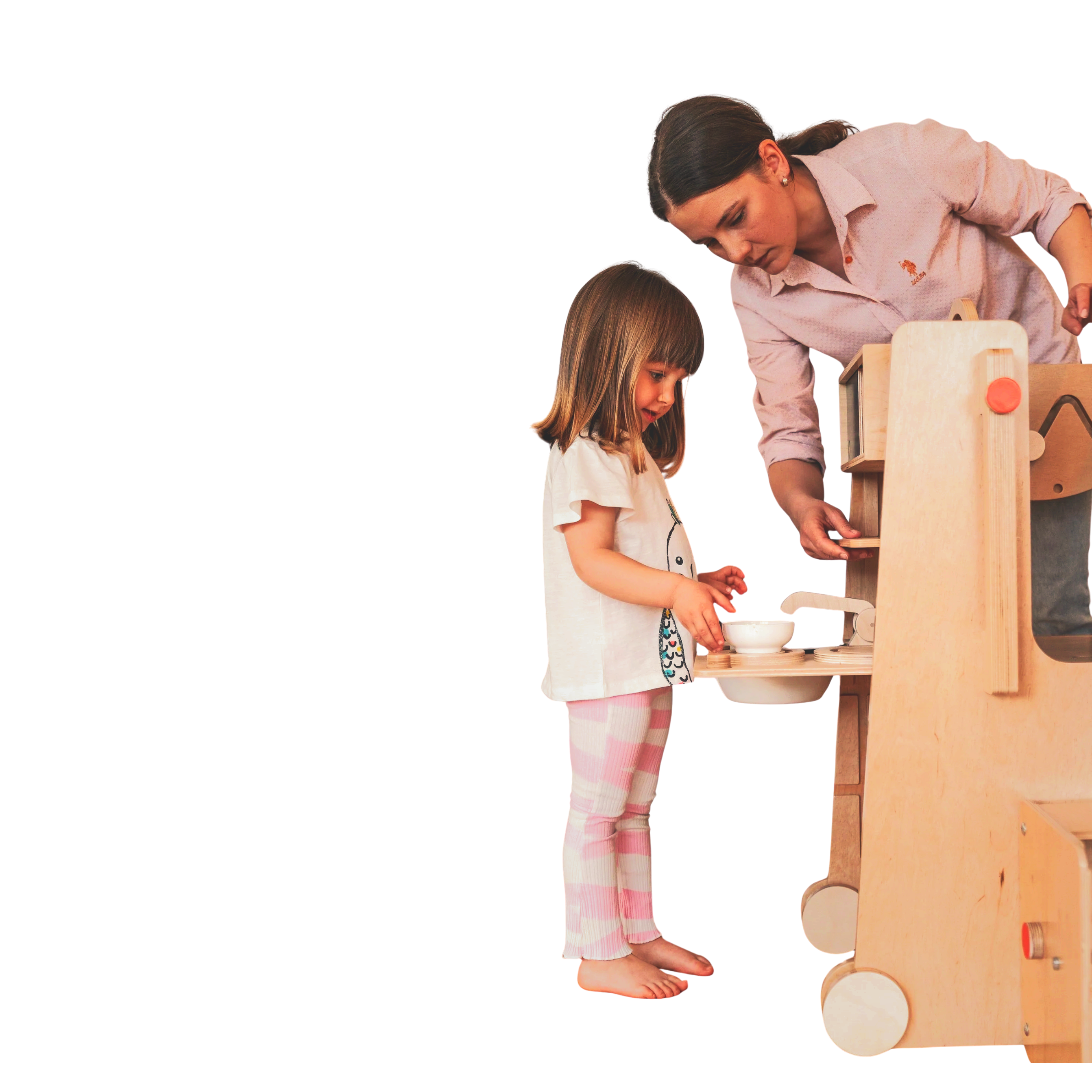 Stația de Joacă - turn, tobogan, tablă de scris, mini birou, rolă de hartie, scaun inalt, premergător