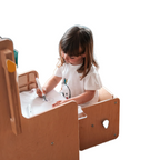 Stația de Joacă - turn, tobogan, tablă de scris, mini birou, rolă de hartie, scaun inalt, premergător