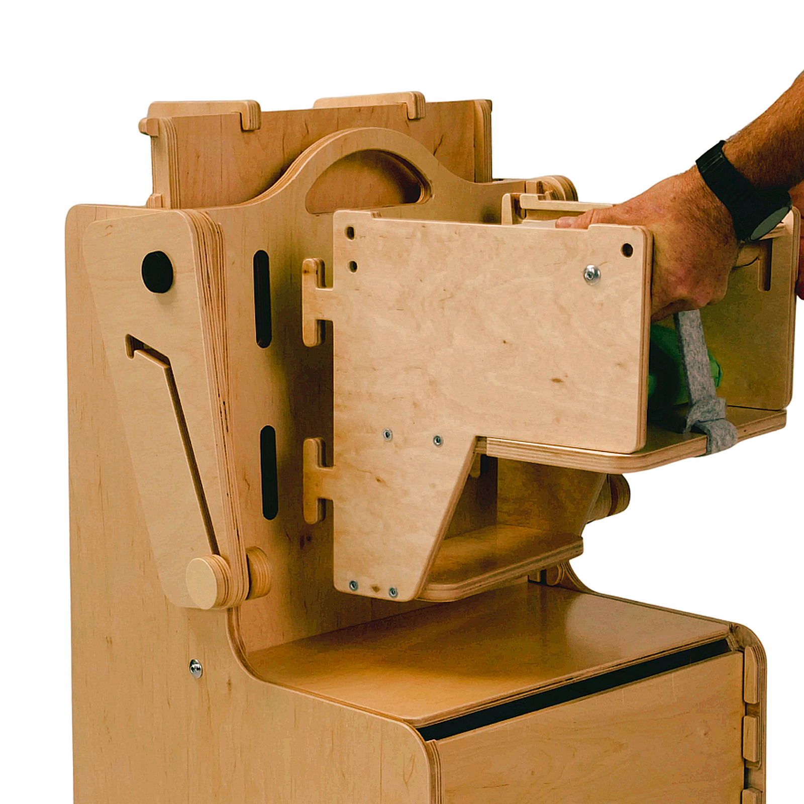 Stația de Joacă - turn, tobogan, tablă de scris, mini birou, rolă de hartie, scaun inalt, premergător